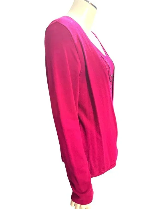 Apt 9 Large Burgundy Beaded Faux Wrap Sweater Layered Y2K Work Glam Holiday Chic - Picture 5 of 9